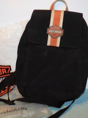 Vtg Harley-Davidson Backpack Y2k Nylon Black Bag Motorcycle Biker Nylon Logo